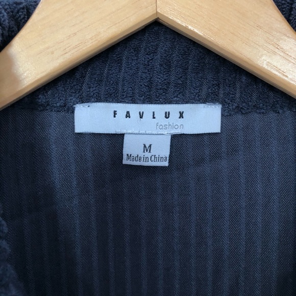 Navy blue corduroy cropped jacket - Picture 2 of 4